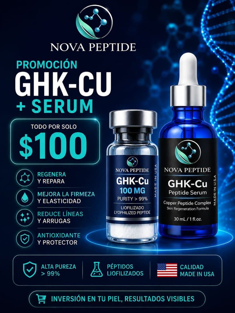 Promoción GHK-Cu: vial de 100 mg más sérum de 30 mL por 100 dólares